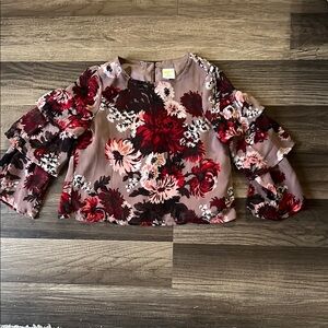 Floral Ruffle Sleeve Blouse